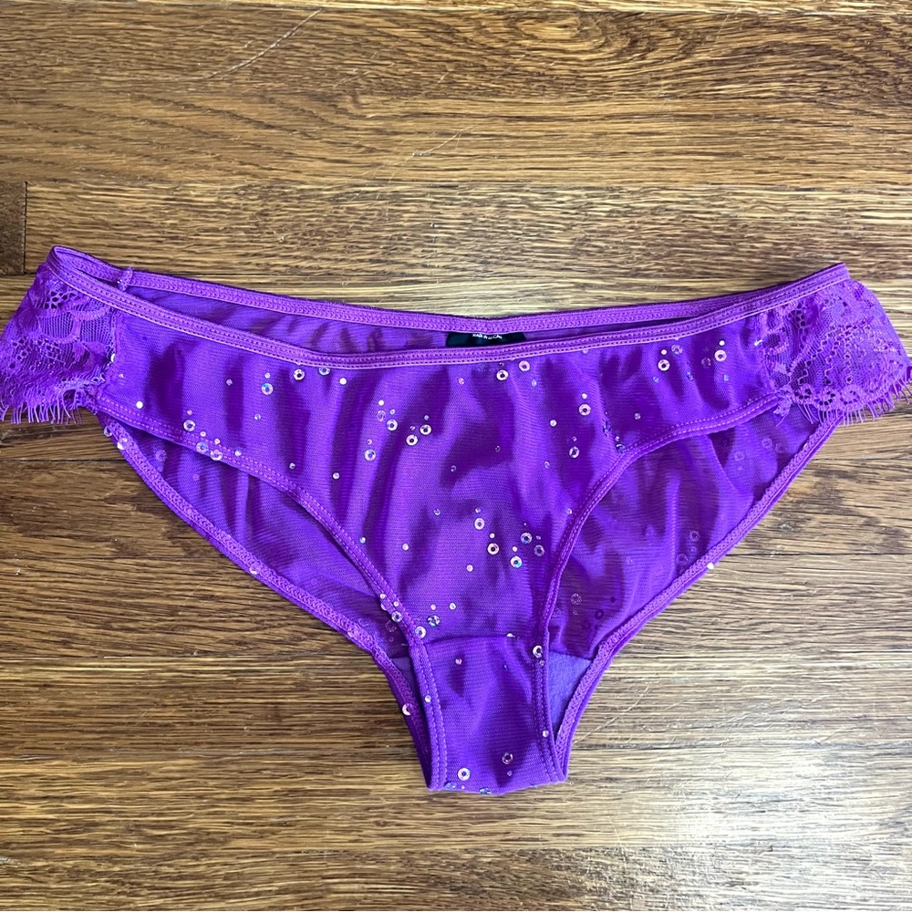 vintage Y2K Victoria’s Secret Sexy Little Things panties S purple lace sequin